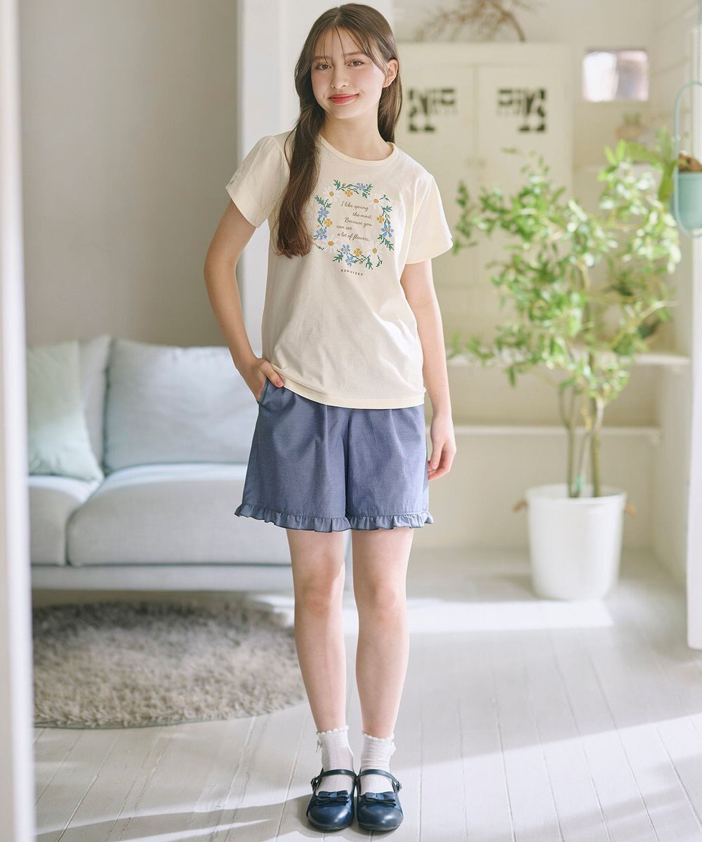 組曲 KIDS 【150-160㎝】 フラワーリースTeeシャツ 