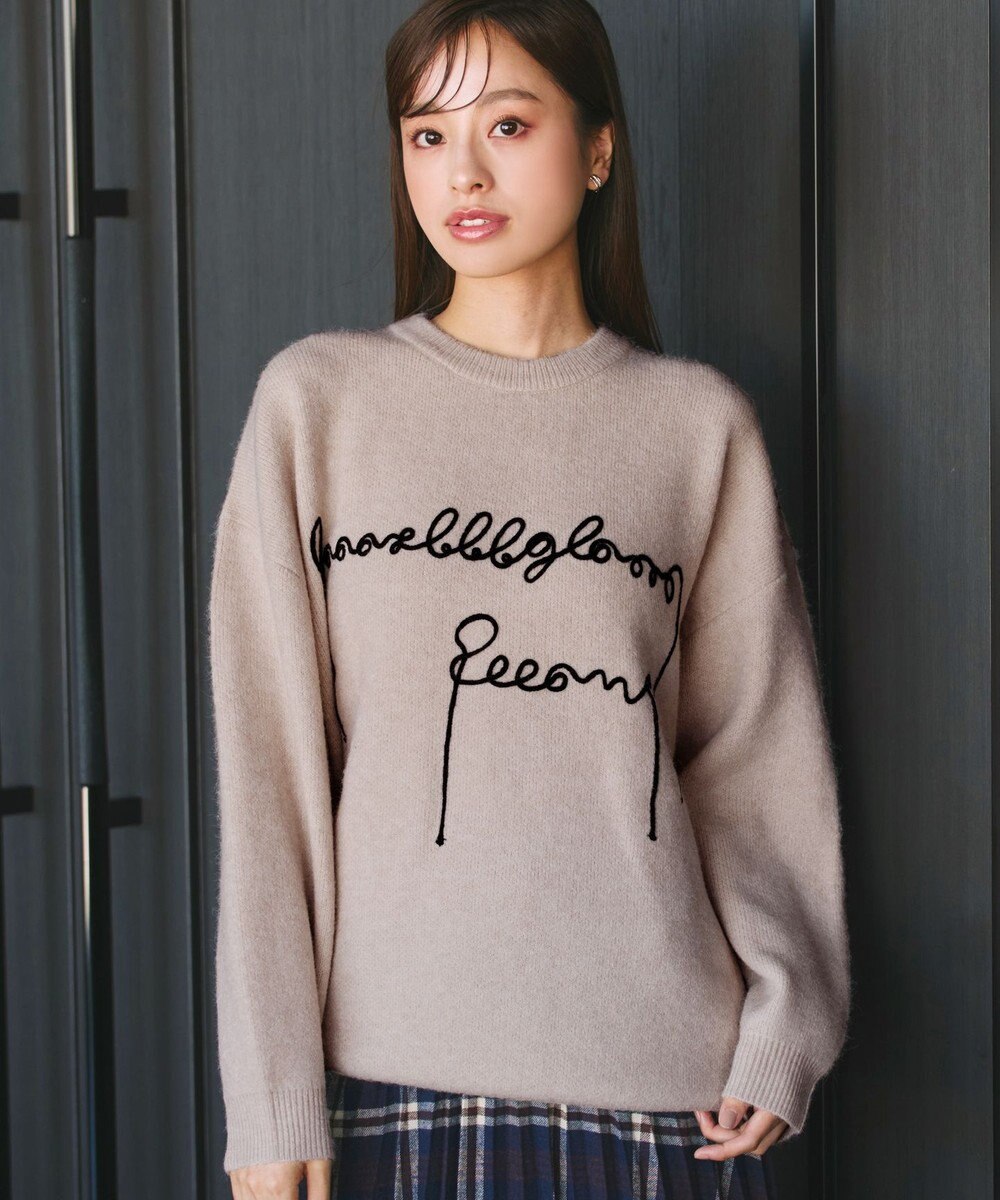 Tiaclasse 【洗える】テープ刺繍ロゴニットトップス 