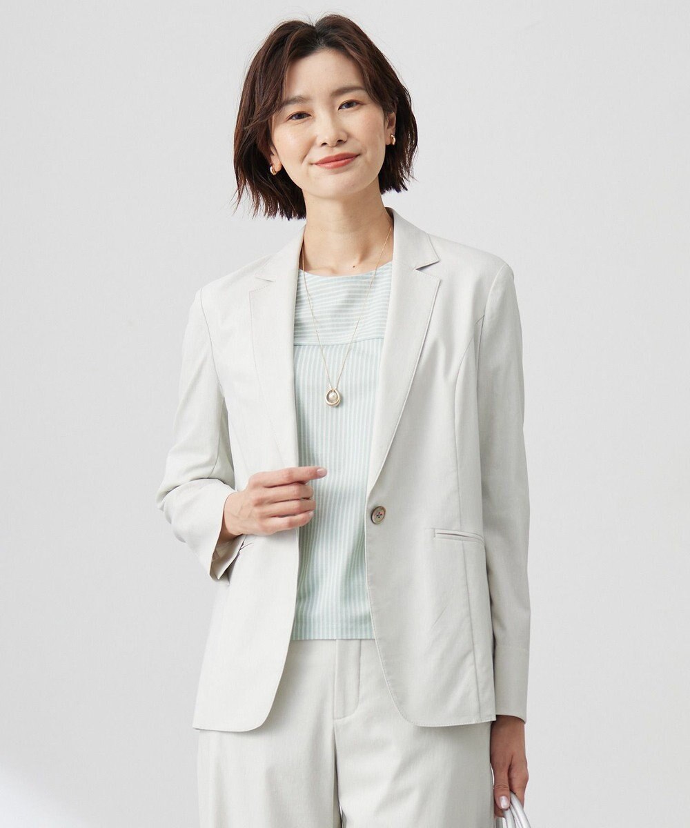 J.PRESS LADIES L 【セットアップ対応】セルロースリネンストレッチ テーラード ジャケット 