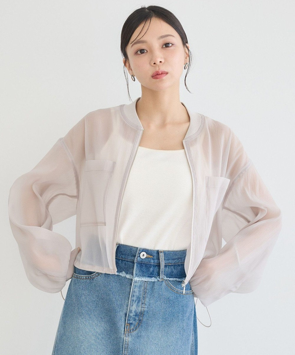 earth music&ecology シアーシャツブルゾン Gray Beige