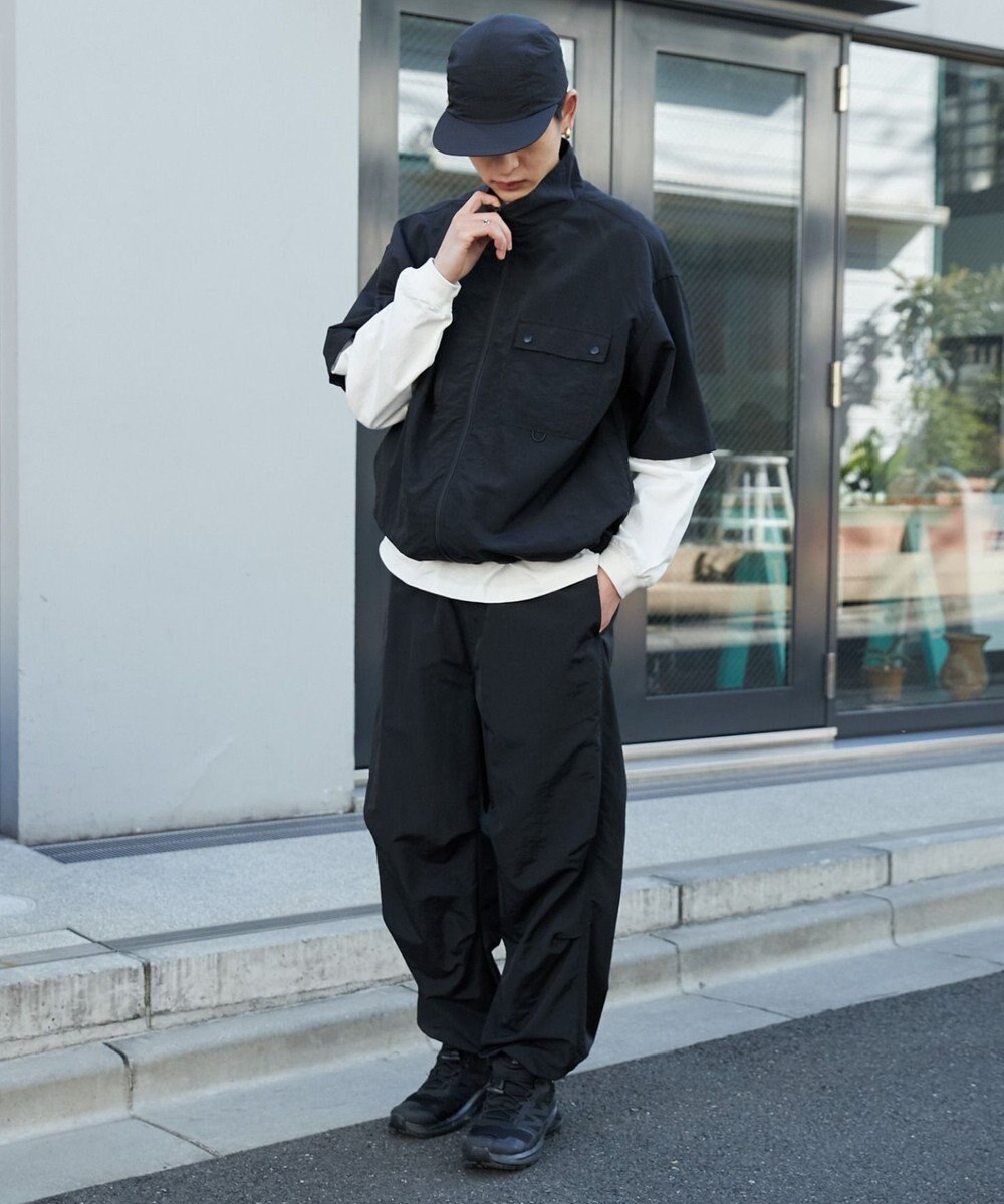 WEGO 【ウエストゴム/MLサイズ展開】ナイロンイージーパンツ 