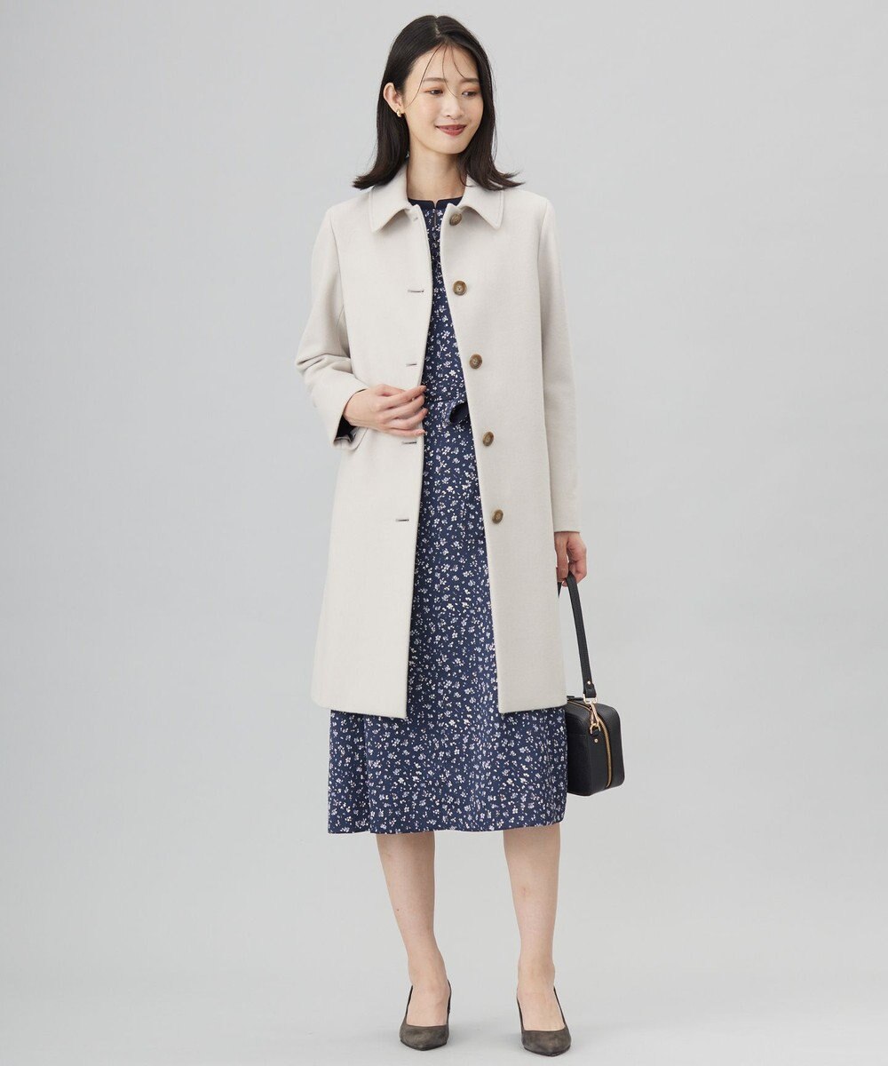 J.PRESS LADIES L 【洗える】スパンウェーブフラワープリント ワンピース 