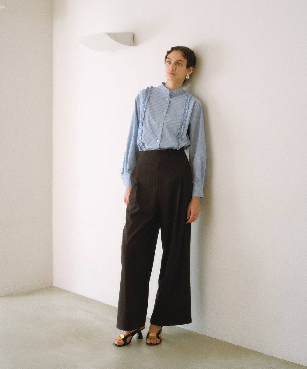 #Newans 【洗濯機可能/シワになりにくい】パネルフリルシャツ 