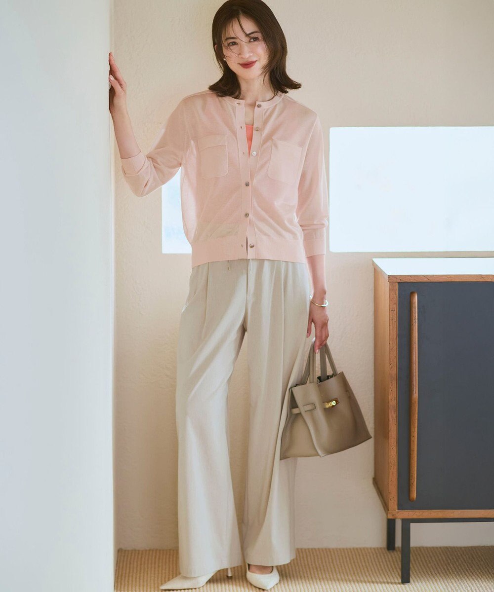 23区 【WEB&一部店舗限定カラーあり】シャイニーシアー フラップポケット カーディガン 