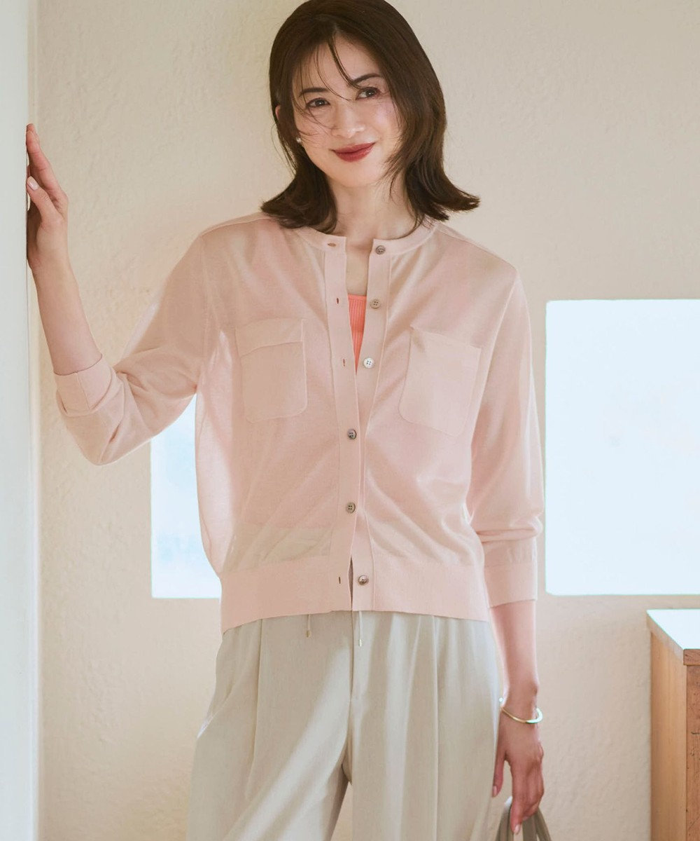 23区 【WEB&一部店舗限定カラーあり】シャイニーシアー フラップポケット カーディガン 