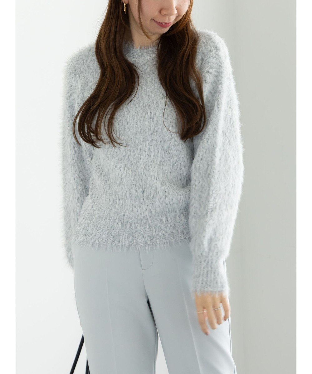 Te chichi シャギーヤーンロングスリーブニット 