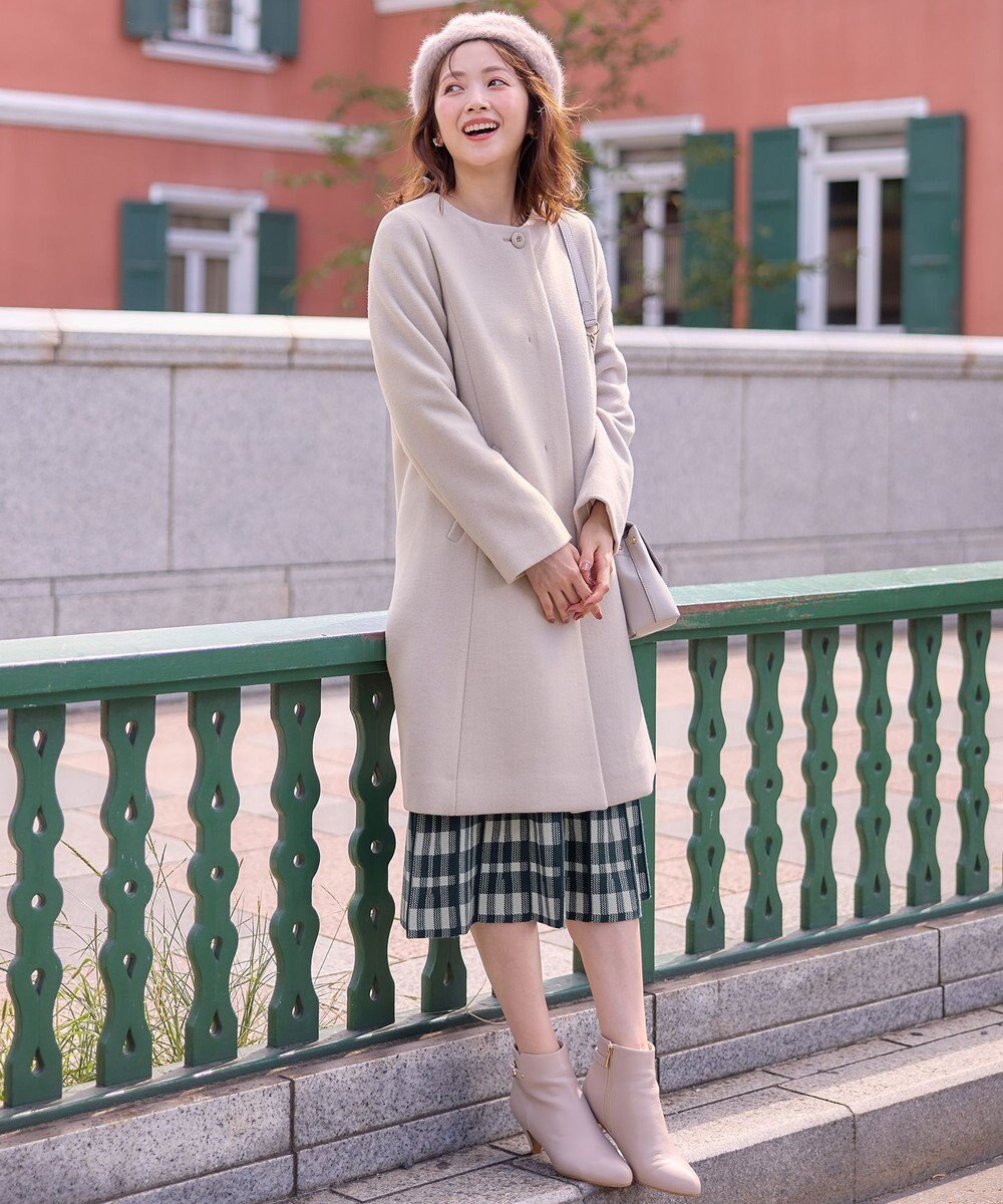 ANY SIS ファインウールモッサ ノーカラーコート 