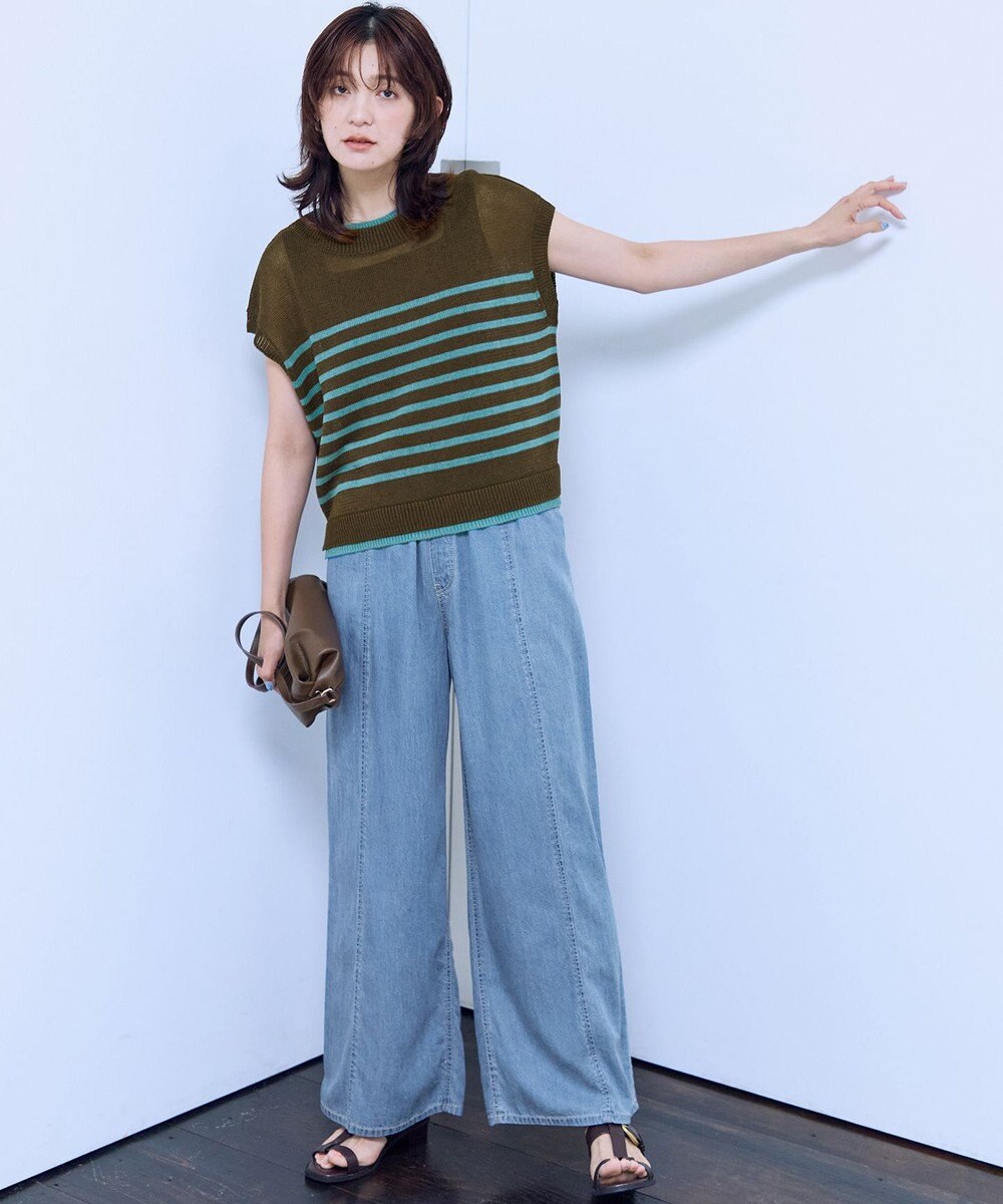 ANY L ラミータッチフレンチスリーブニット 