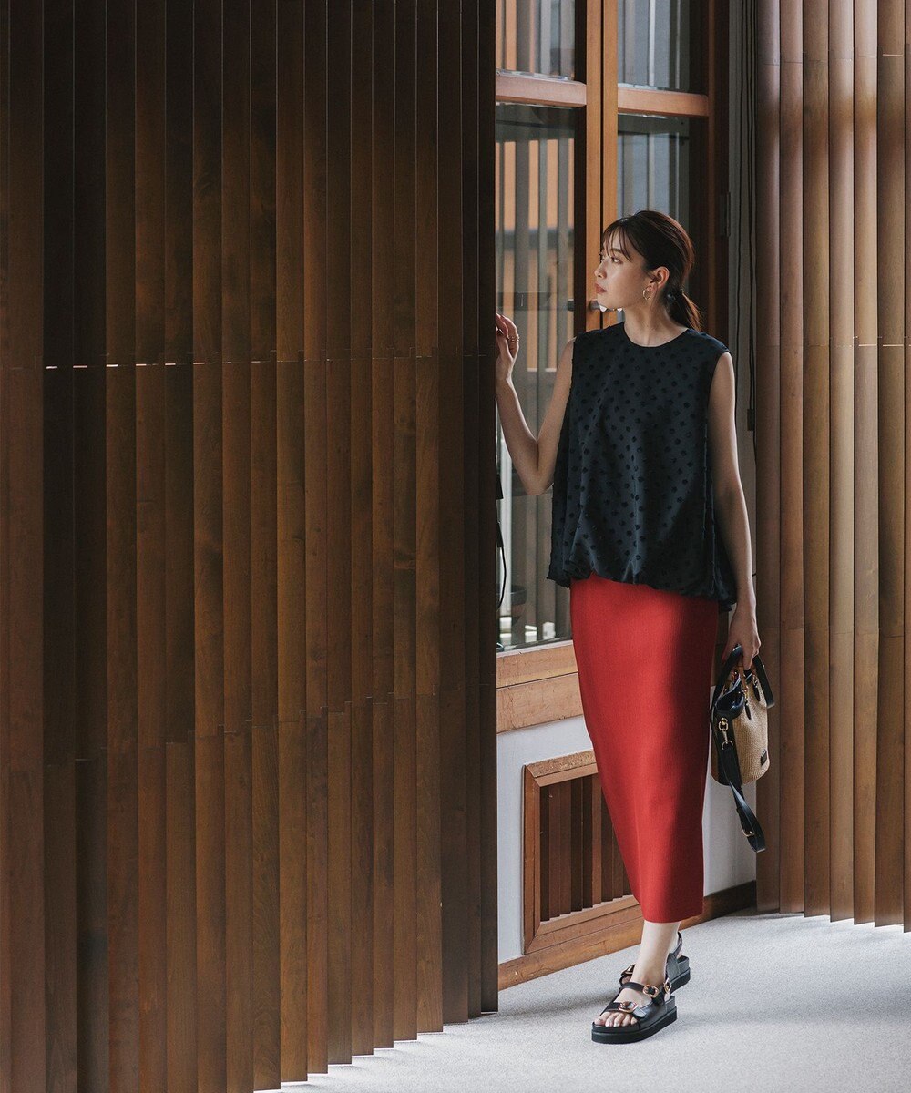 自由区 S 【洗える】リブストレッチタイト スカート 