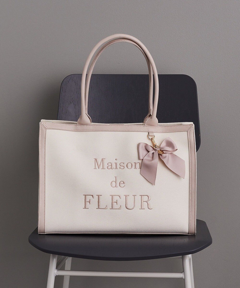 Maison de FLEUR ロゴ刺繍キャンバストートバッグ 