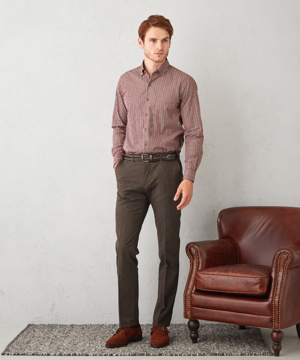 JOSEPH ABBOUD 【キングサイズ・ウエストも伸びる】オーガニックストレッチムリネピケ パンツ 