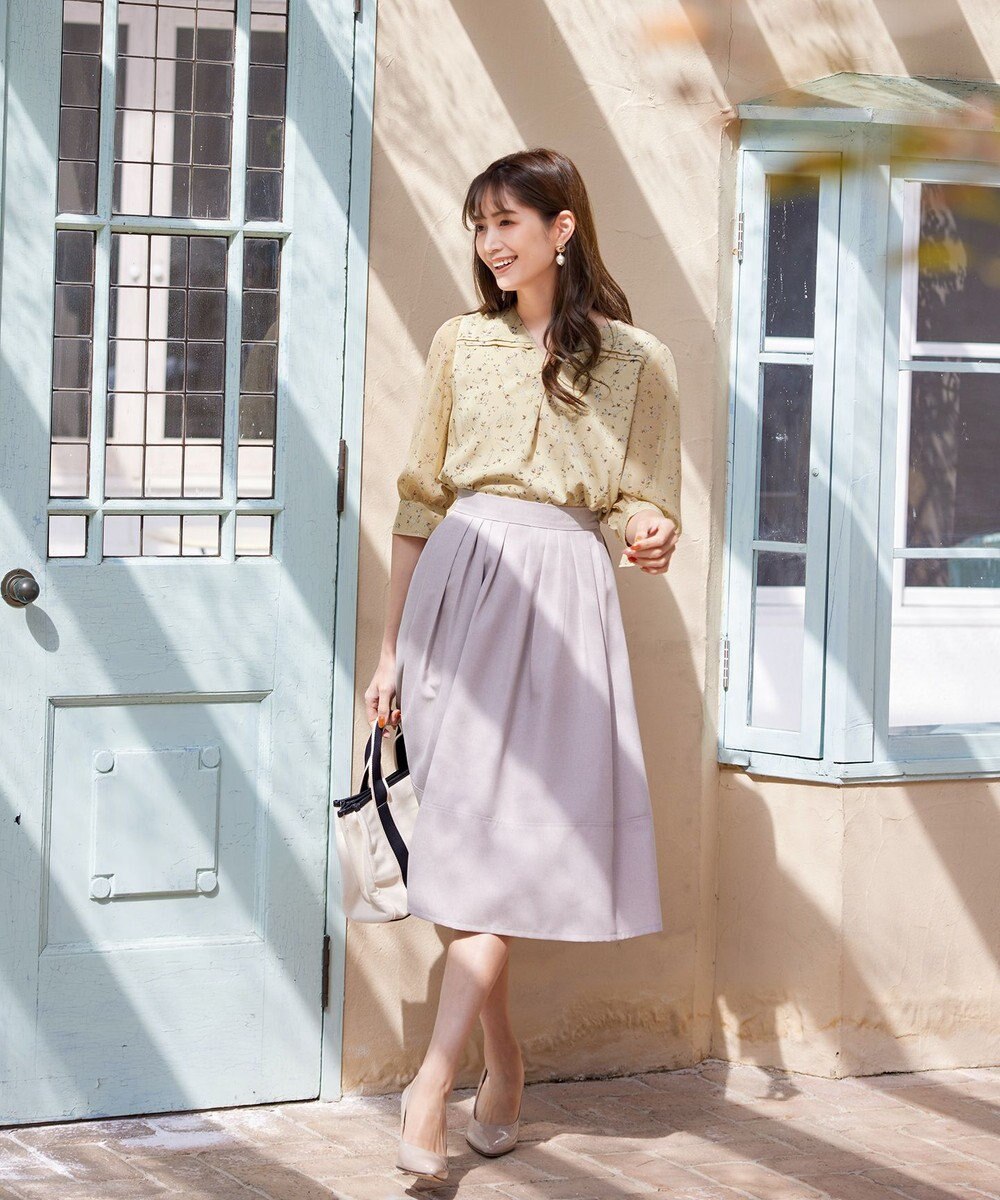 Tiaclasse L 【洗える】花柄Vネックブラウス 