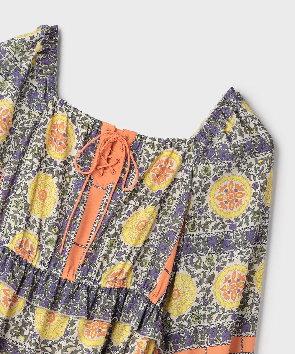 GRACE CONTINENTAL フラワープリントレースアップワンピース 