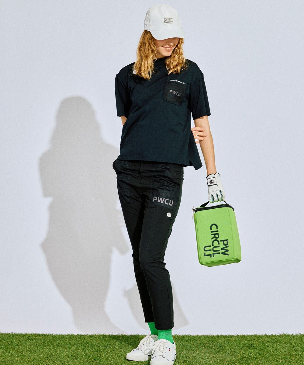 PW CIRCULUS 【吸水速乾 / UV遮蔽率99% UVカット / ストレッチ】【WOMEN】メッシュポケットモックネックT ゴルフウェア レディース 