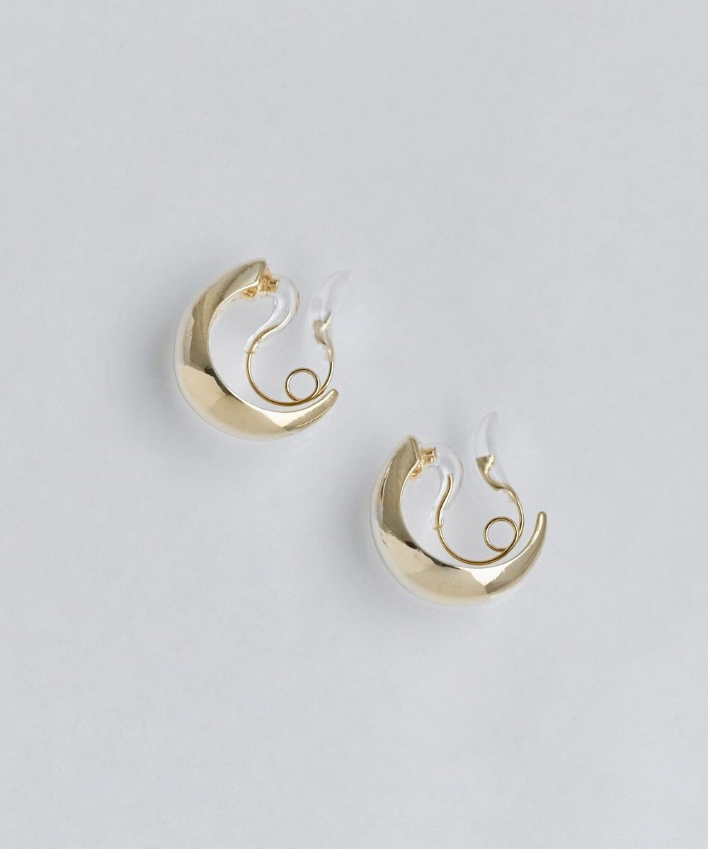 Phoebe 【金属アレルギー対応】【痛くないシリーズ】ぷっくりモードクリスタルループフィットイヤリング　ゴールド 