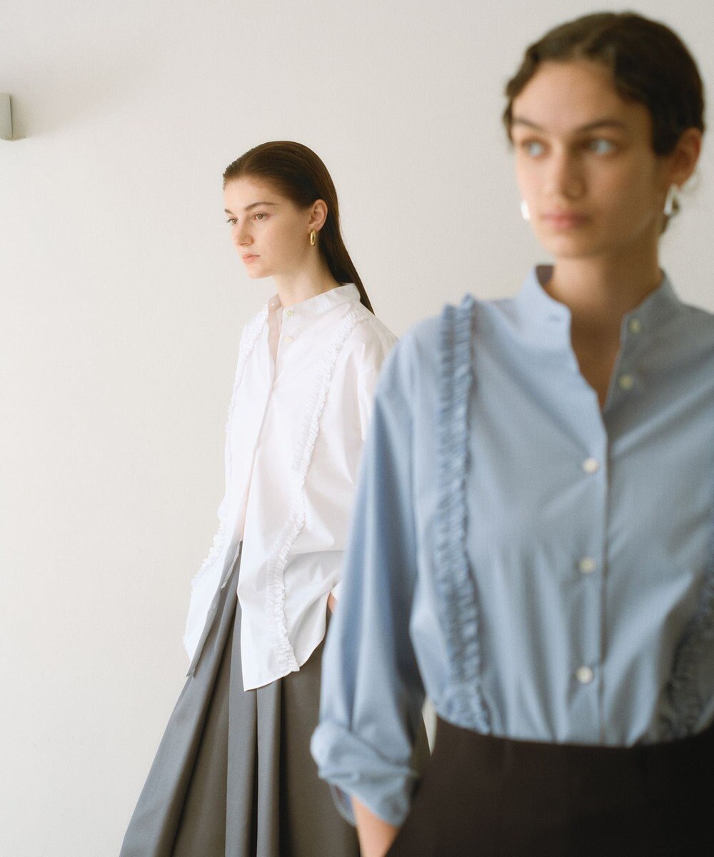 #Newans 【洗濯機可能/シワになりにくい】パネルフリルシャツ 