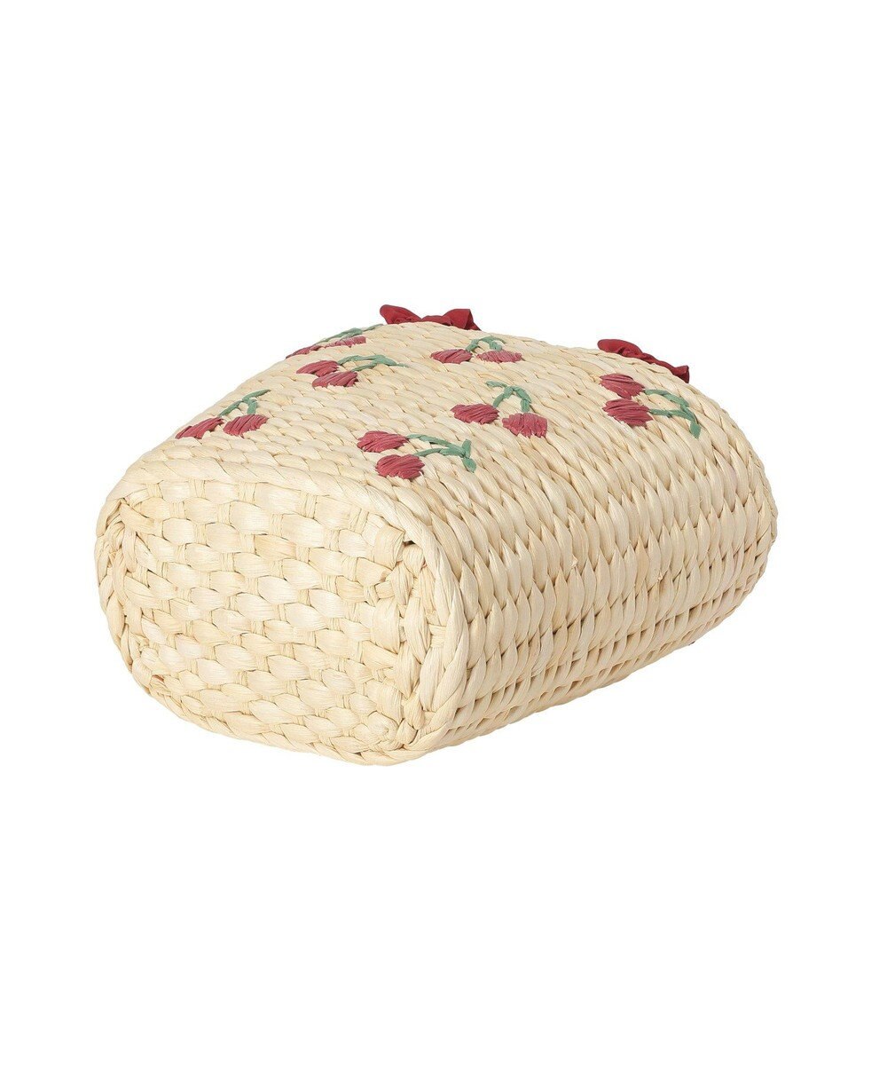 Maison de FLEUR チェリー刺繍メイズカゴバッグ 