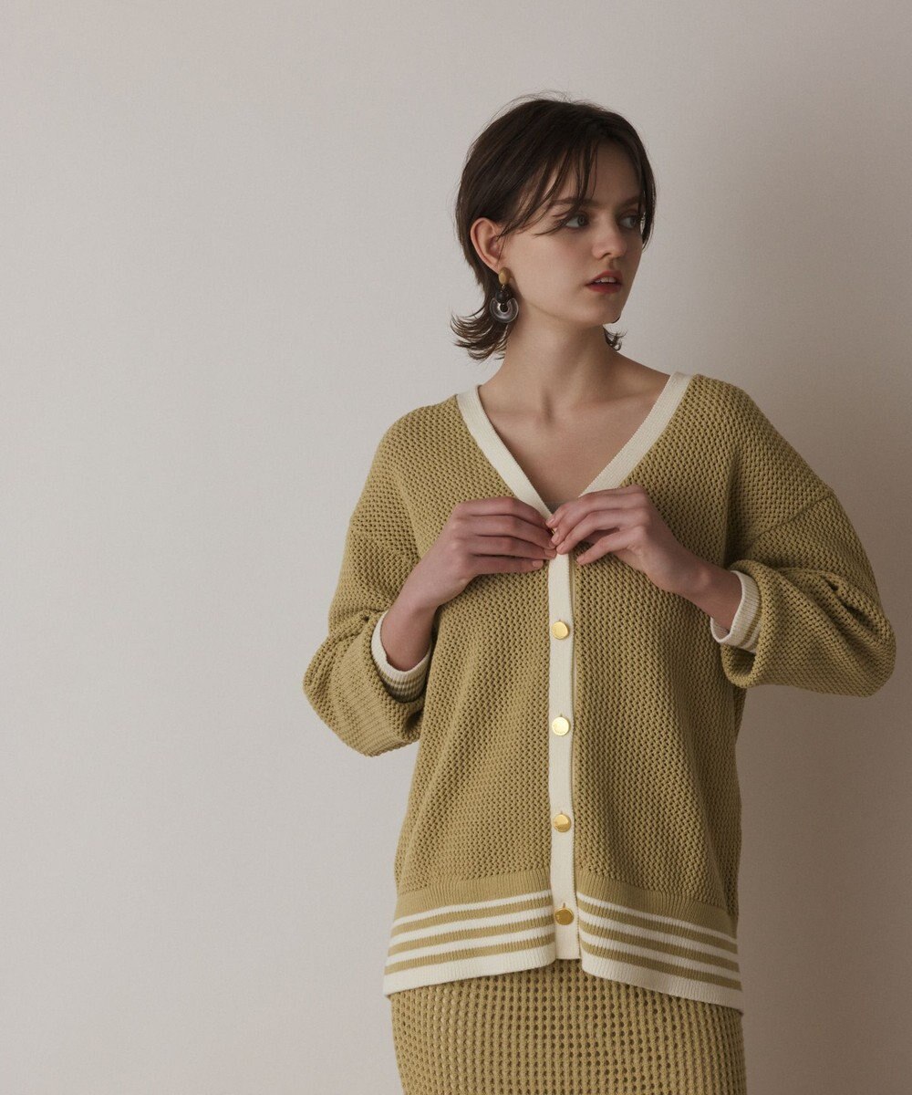 GRACE CONTINENTAL メッシュラインニットカーディガン 
