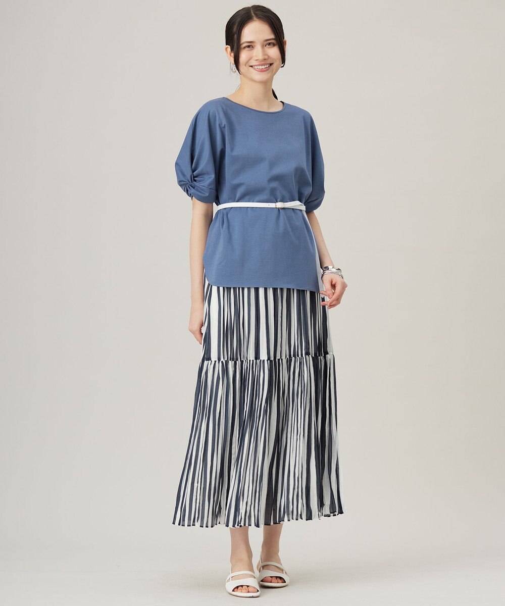 自由区 【接触冷感・UVカット・吸水速乾・抗菌防臭・洗える】ハイツイストポンチスリーブディティール カットソー 