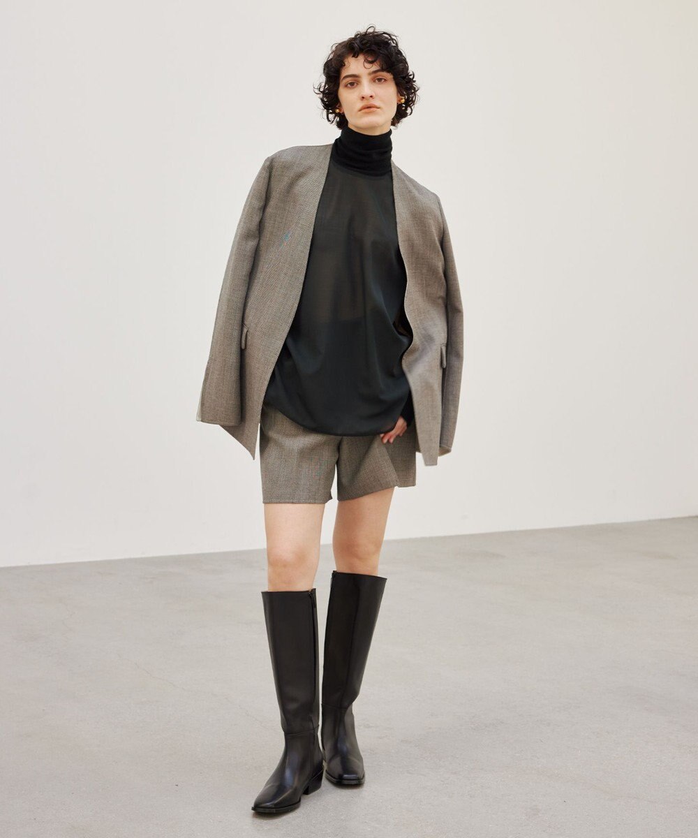 BEIGE， GRANET / ノーカラーリバージャケット 