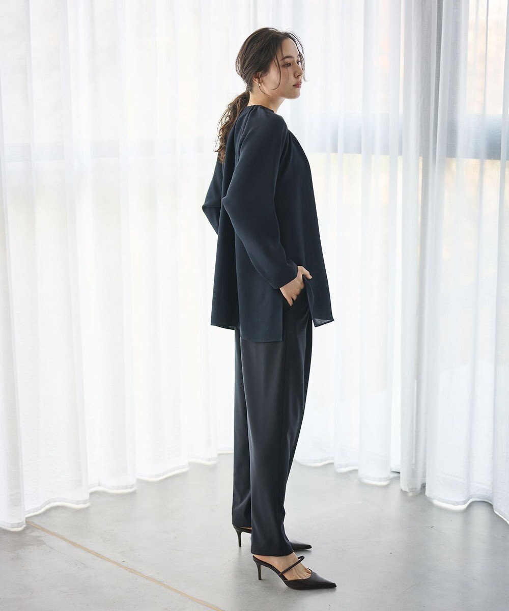 #Newans 【洗濯機可能】タックネックブラウス 