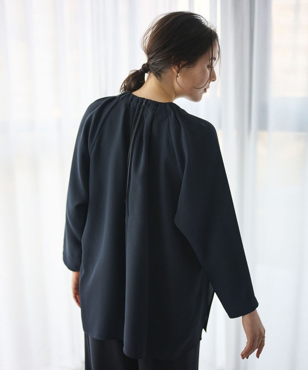 #Newans 【洗濯機可能】タックネックブラウス 