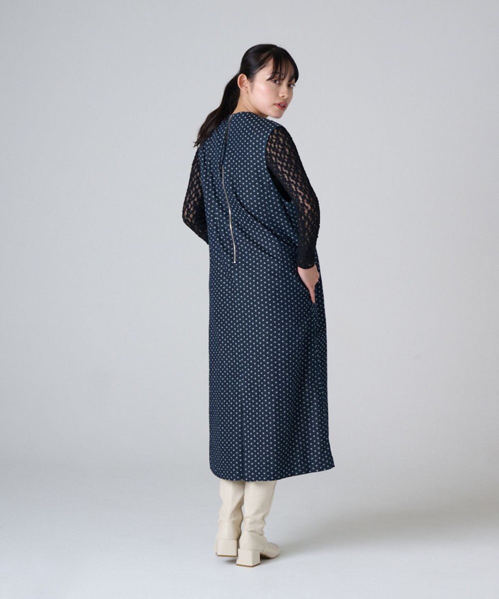 Ripo trenta anni デニムジャガード V-NECK DOTS DENIM DRESS デニムワンピース 