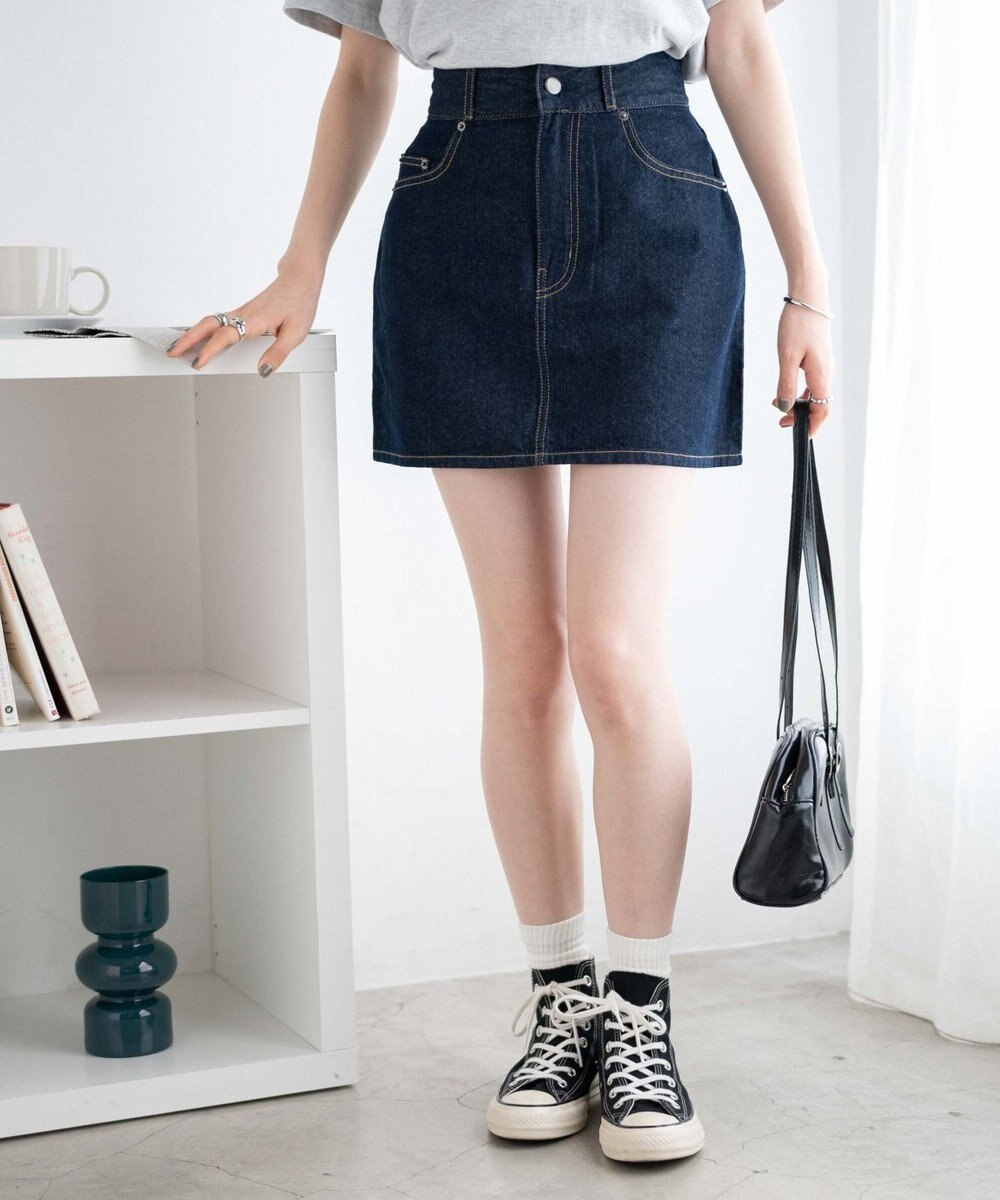 WEGO デニム台形ミニスカート 