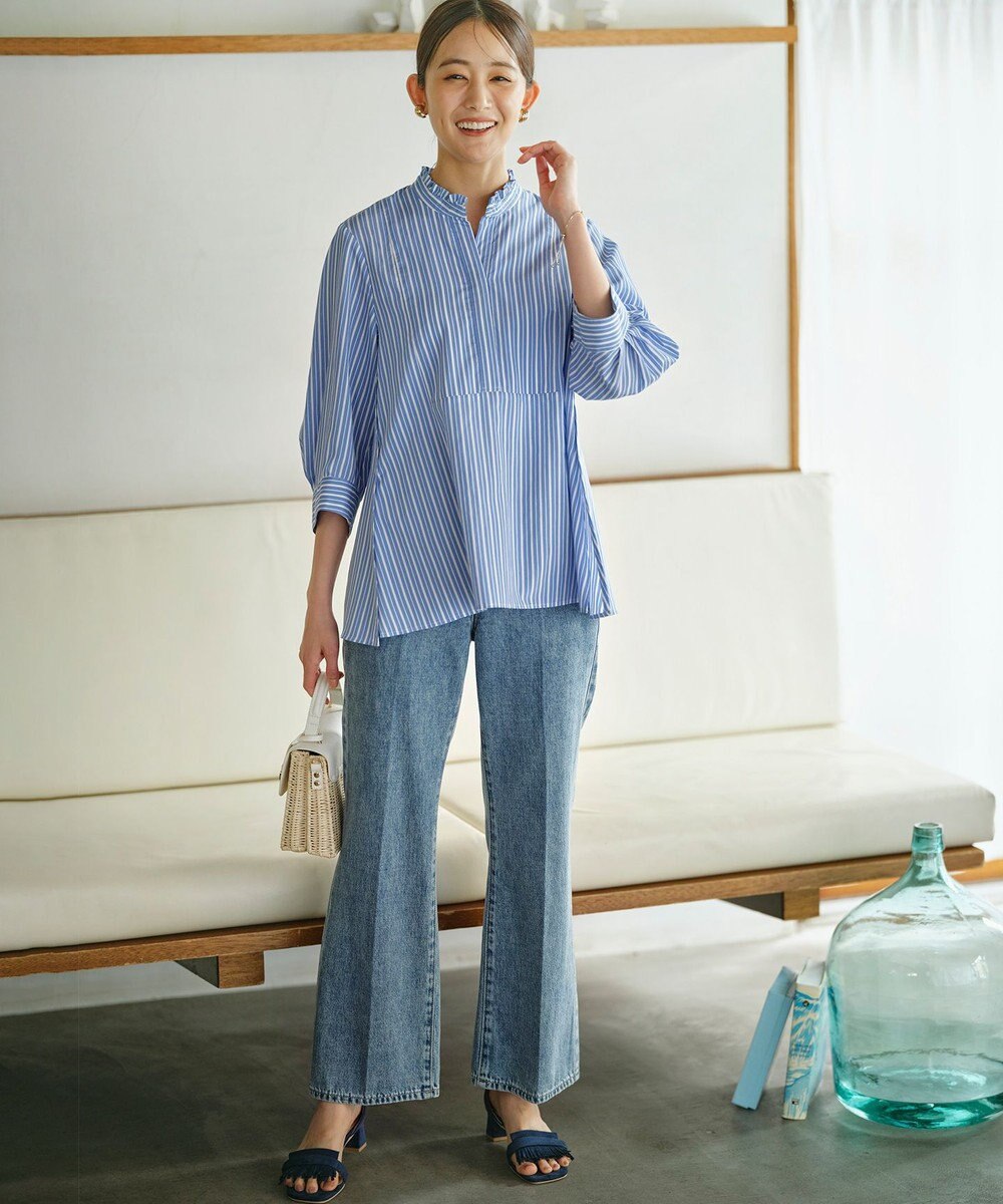 組曲 【WEB限定】ナイロンレーヨン スキッパーブラウス 