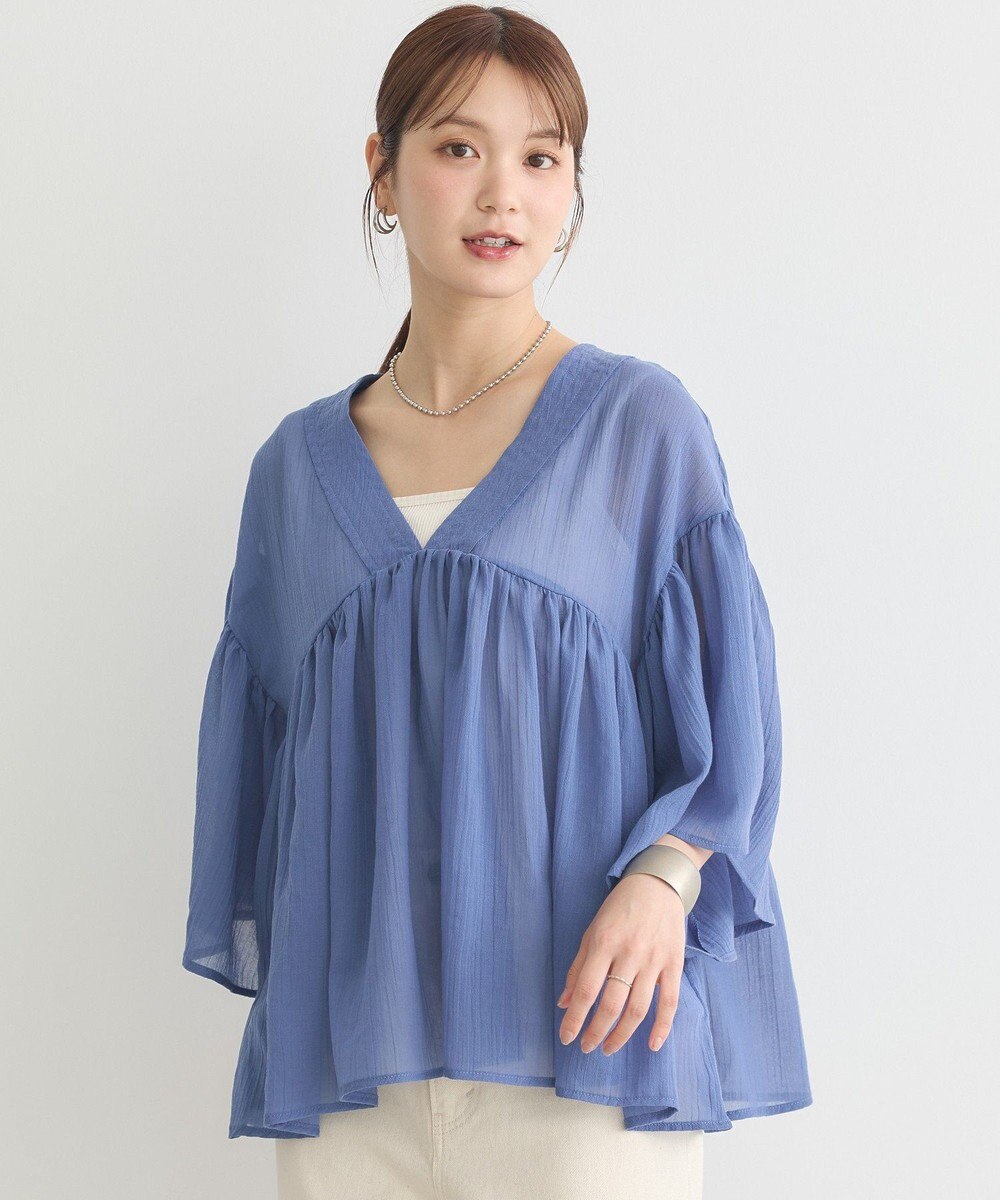 earth music&ecology Ｖネックギャザーブラウス 