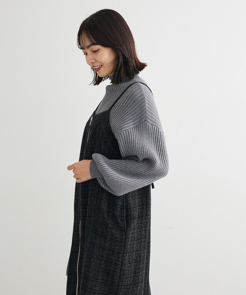 Green Parks フロントＺＩＰツイードキャミワンピース 