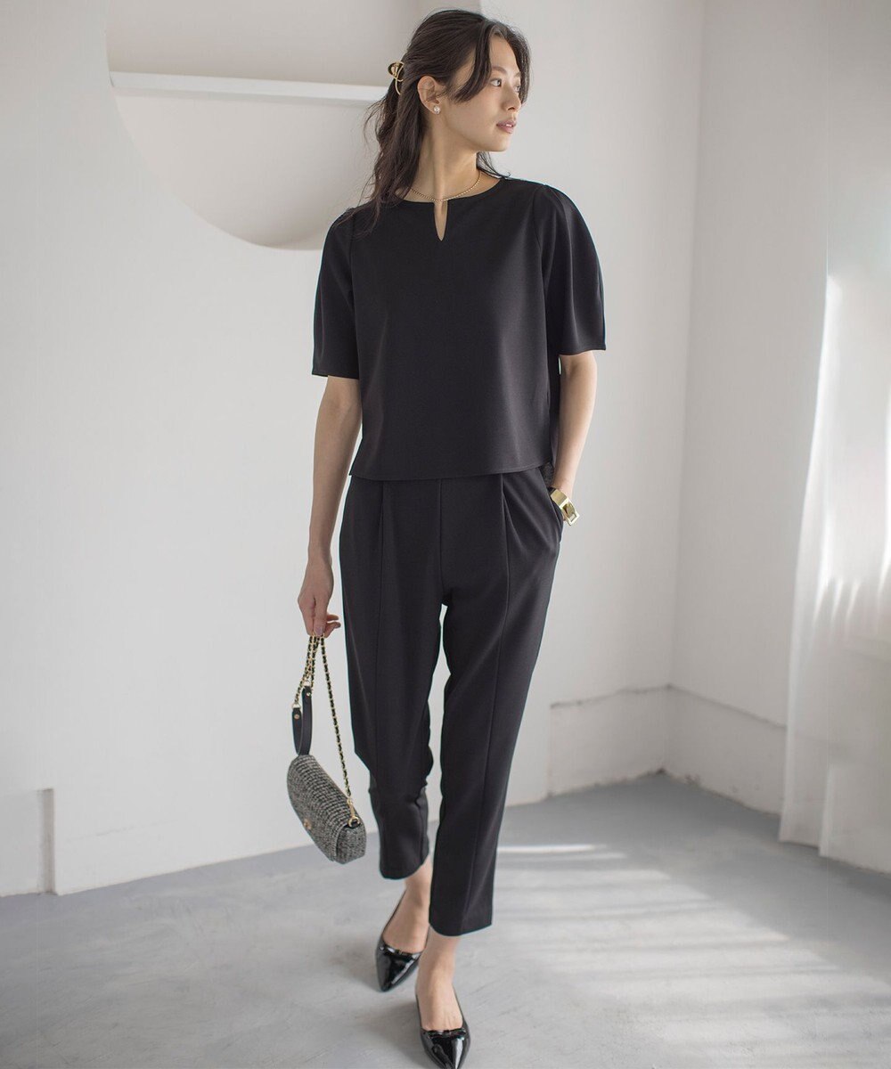 組曲 S 【WEB限定】ジョーゼットジャージーランタンスリーブ5分袖 ブラウス 