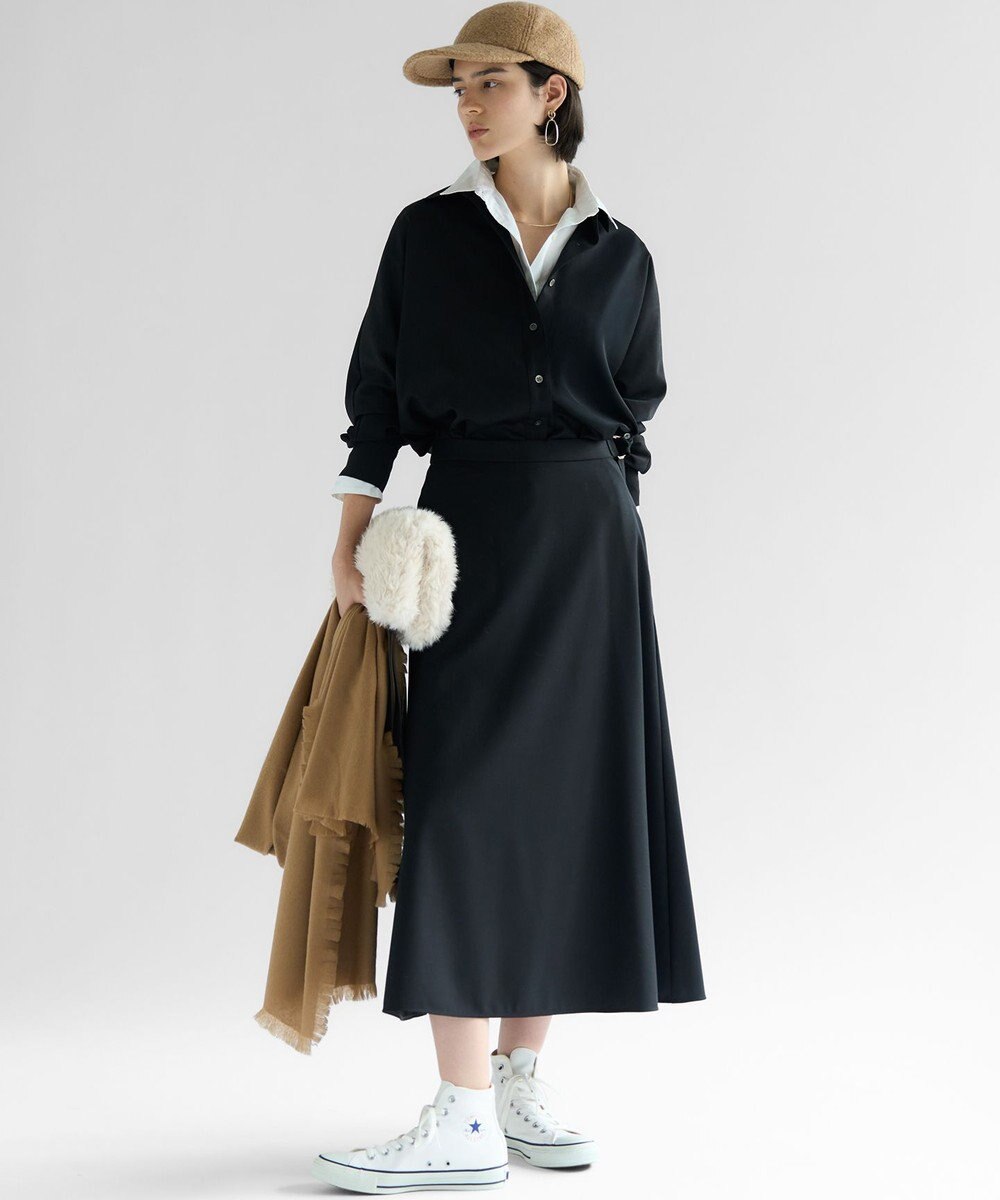 23区 【滝沢眞規子さん着用/洗える】メリノウールサテン 2WAYドルマンスリーブシャツ 