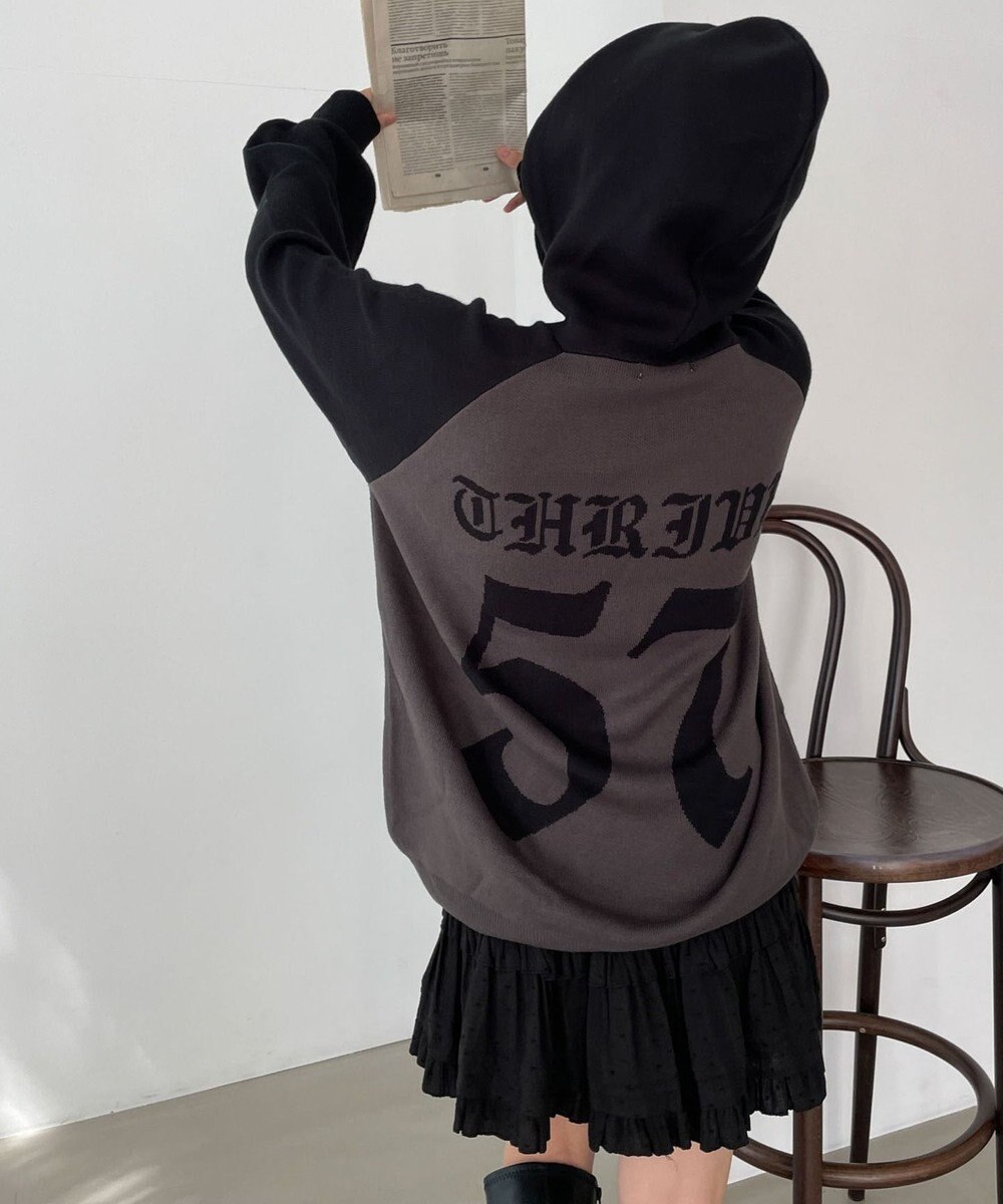 WEGO グラフィックニットパーカー 