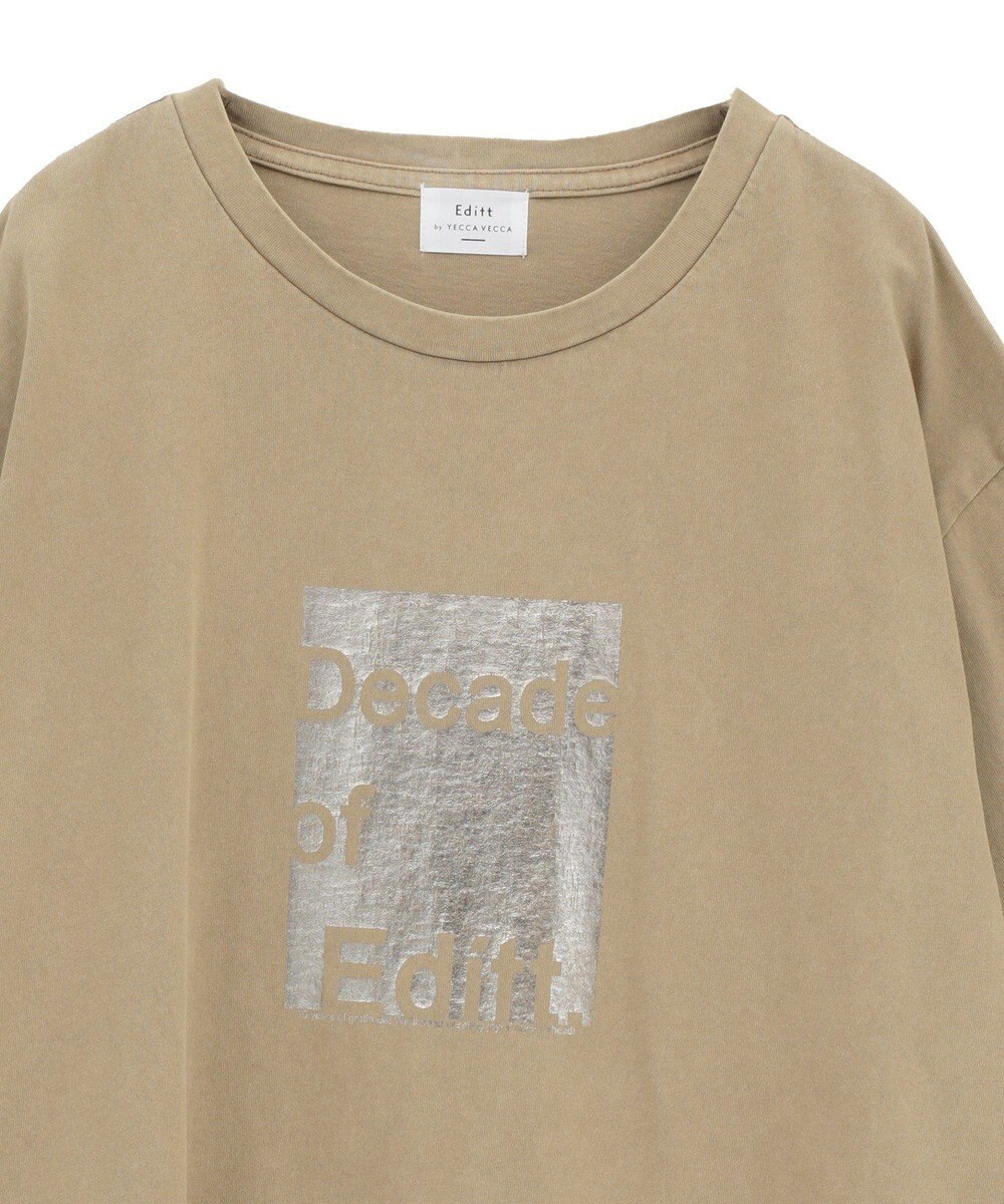 YECCA VECCA ヴィンテージ風箔プリントロゴTee 