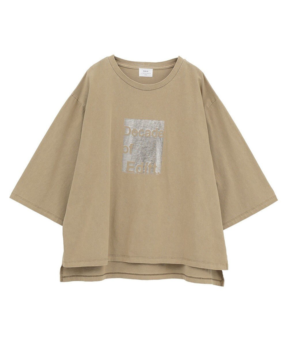 YECCA VECCA ヴィンテージ風箔プリントロゴTee 