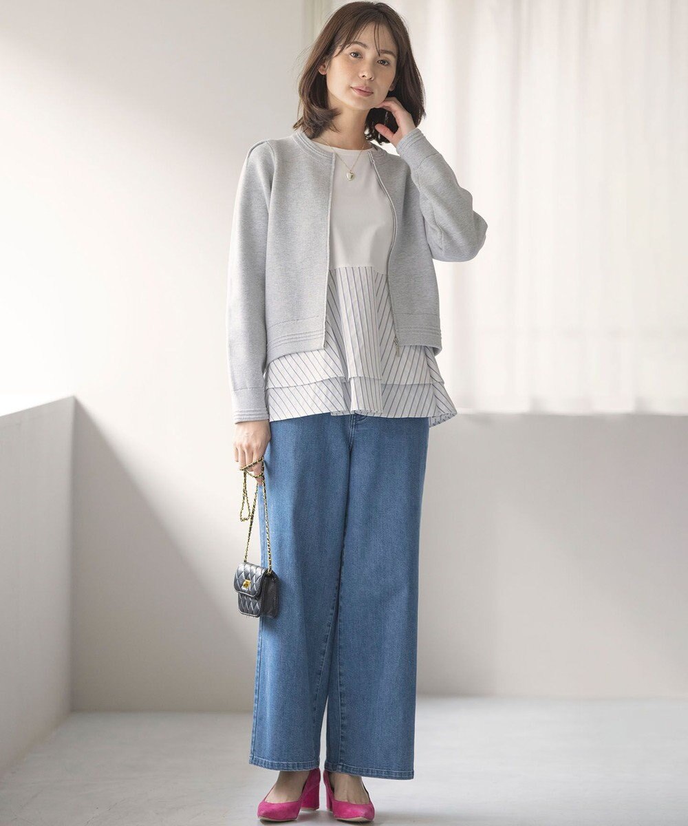 組曲 L ライトデニム セミワイドパンツ 