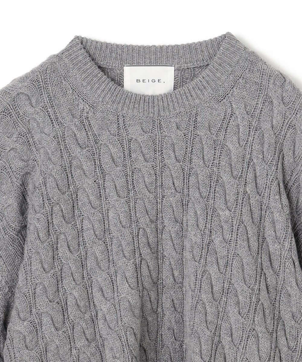 BEIGE， 【洗える】SEDONA / ウールカシミヤケーブルニット 