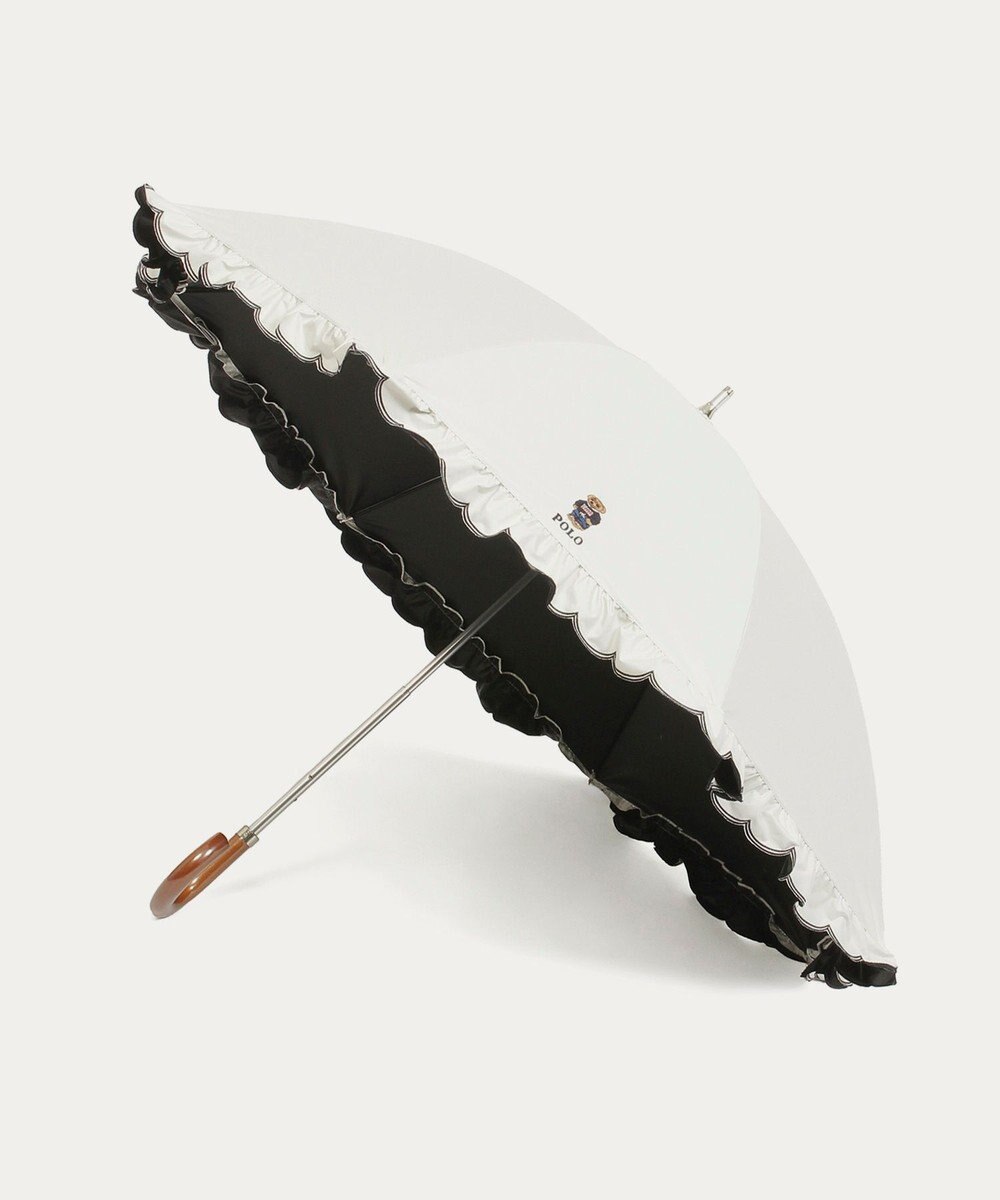MOONBAT 【WEB限定/遮光率100%/遮熱/UV】POLO RALPH LAUREN（ポロ ラルフローレン）晴雨兼用日傘 ワンポイント ポロベア刺繍 フリル 長傘 