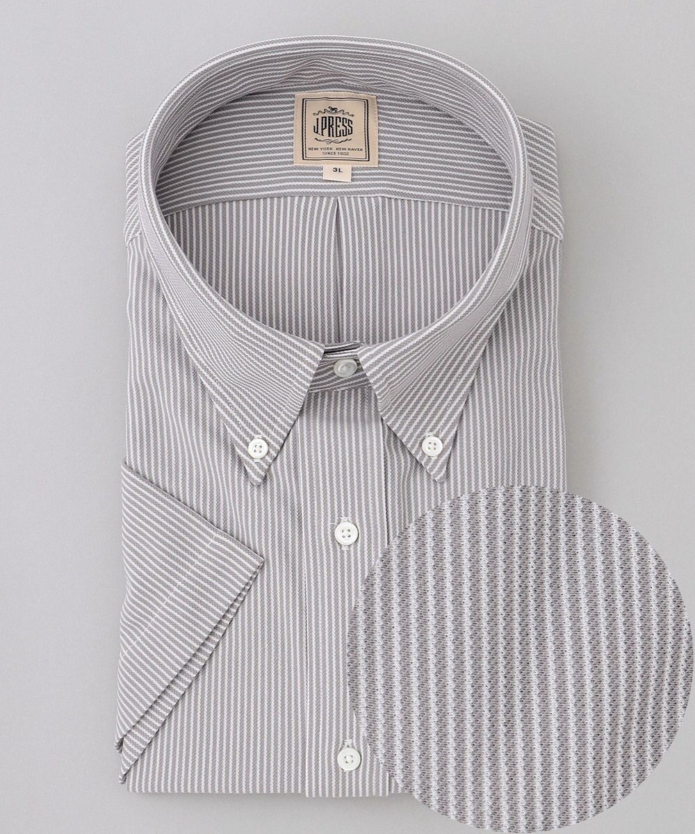 J.PRESS MEN 【KING SIZE】【J.PRESS OXFORD JERSEY】カノコインレイマイクロストライプ パッチポケットシャツ / B.D. 