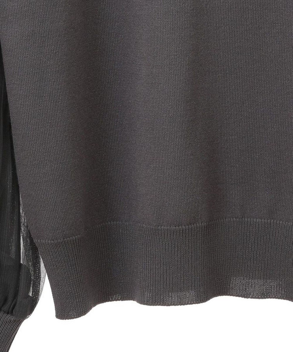 Green Parks 袖チュールマジョリカドッキングニットプルオーバー 