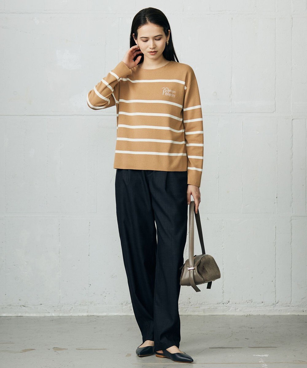 自由区 L コットンウールハイゲージボーダー ニット 