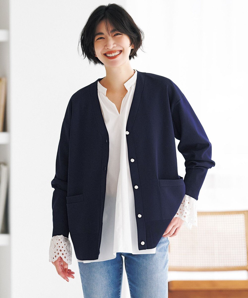 UNFILO BEAUTY FORM KNIT Vカーディガン 