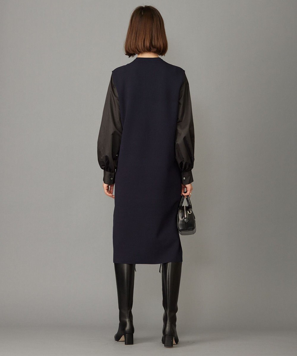 ICB 【洗える】クロスコンビ シャツドッキング ニットワンピース 