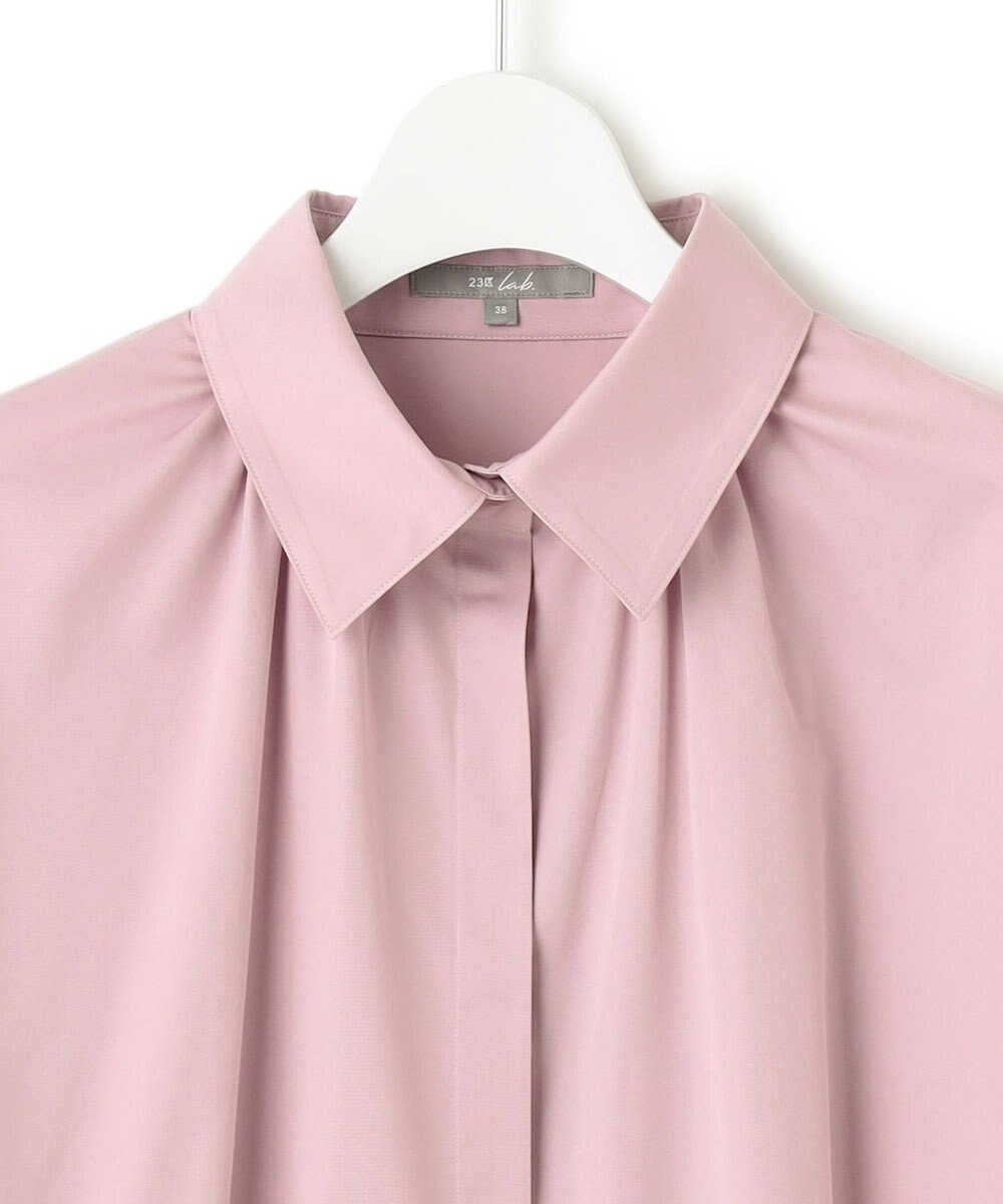 23区 【23区 lab.】ハイカウントコットン ギャザー シャツ 
