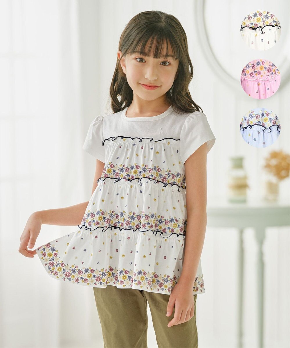 組曲 KIDS 【150-160㎝】ティアードフラワー チュニック 