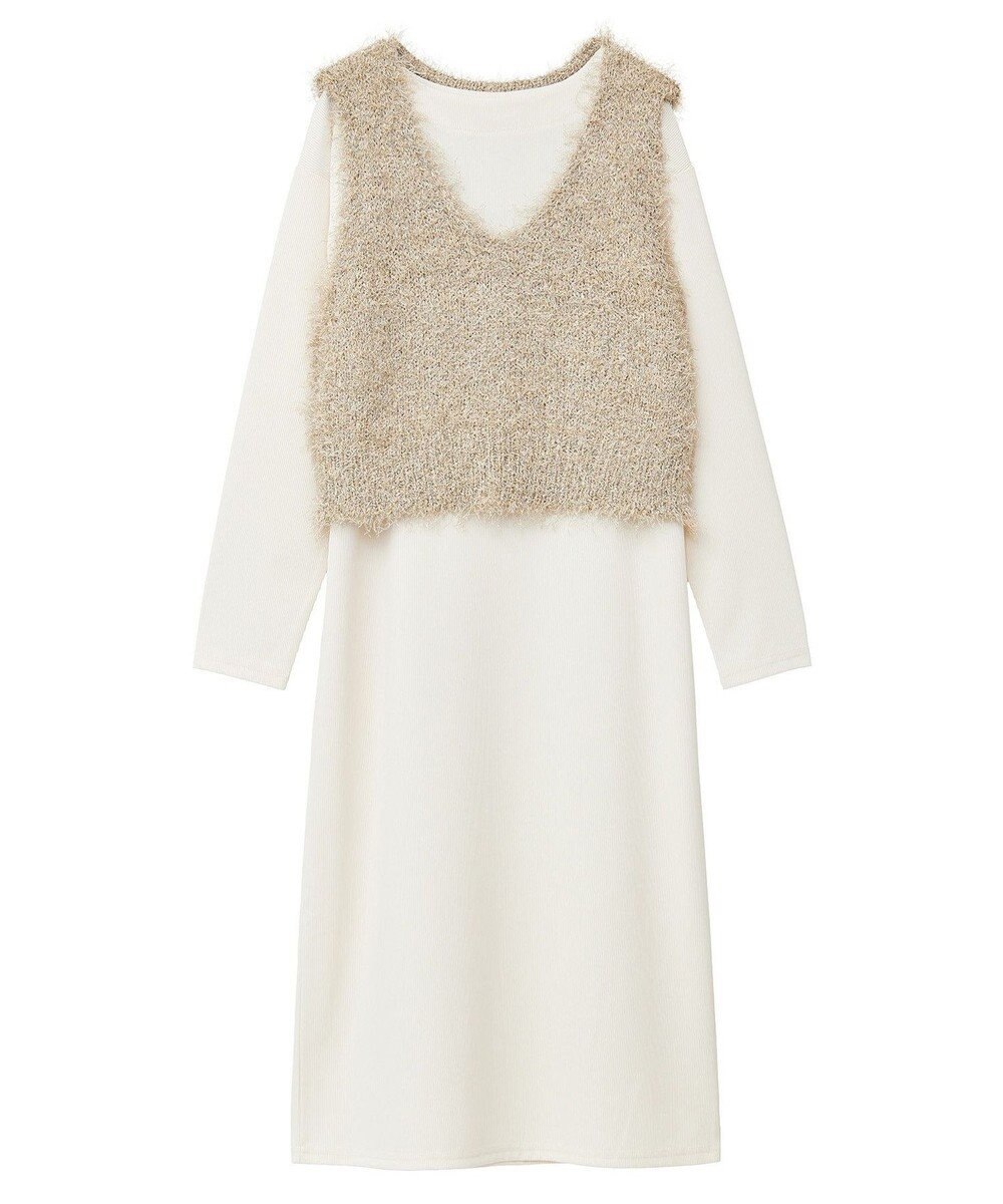 Green Parks ＳＥＴ２点ベスト＋リブワンピース 