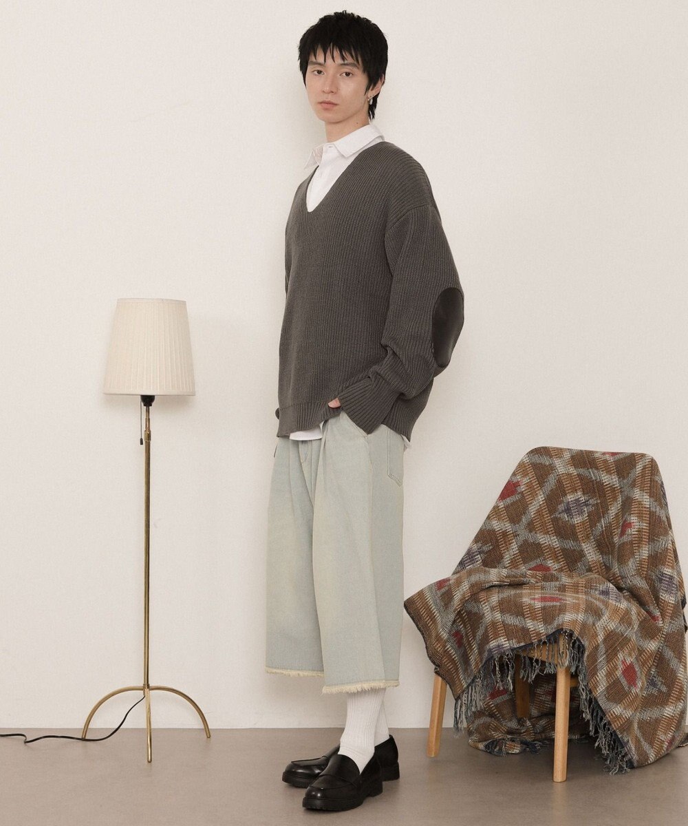 WEGO エルボーパッチVネックプルオーバー 