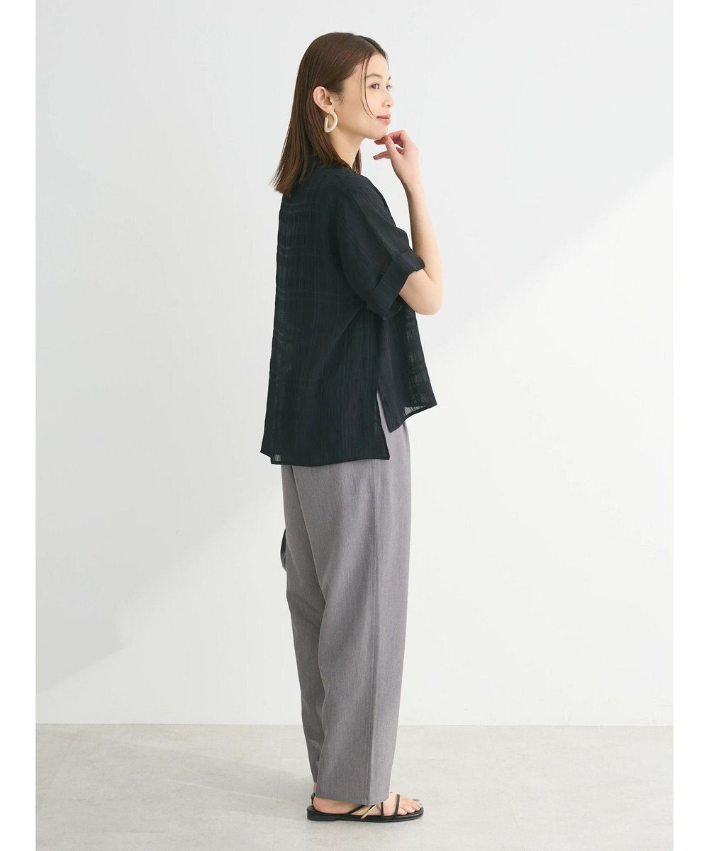 Green Parks シアーチェック開襟ブラウス 