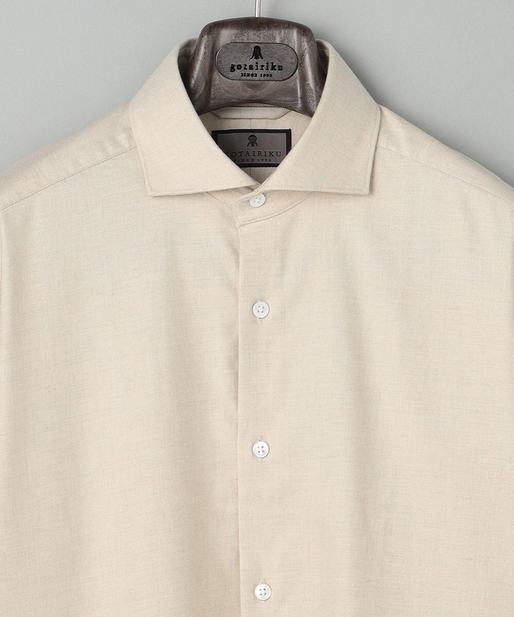 GOTAIRIKU 【洗える】コットンフラノシャツ_ カッタウェイカラー 